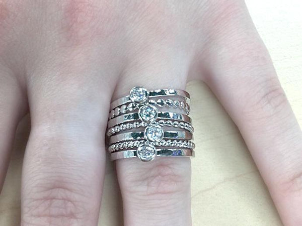 Sterling Silver 7 Piece CZ Stackable Rings - Atlanta Jewelers Supply