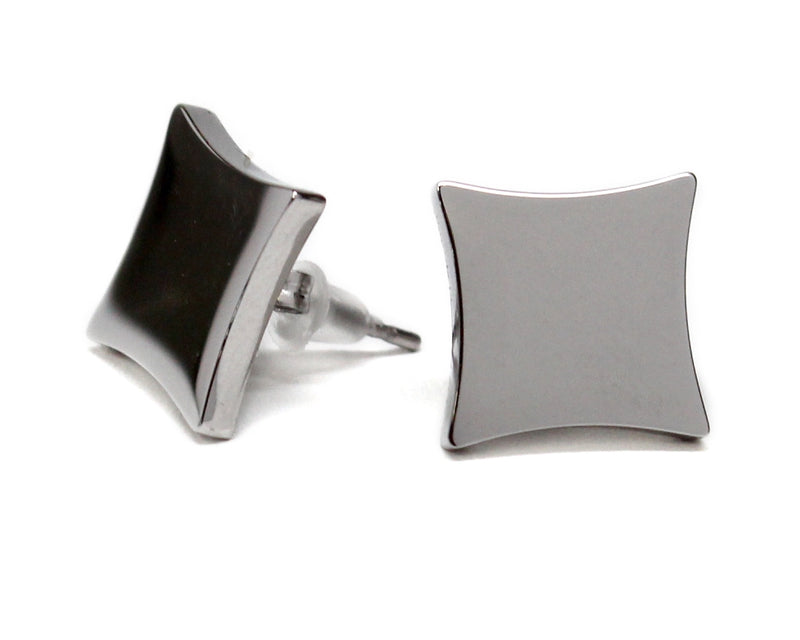 Stainless Steel Monogram Square Earrings