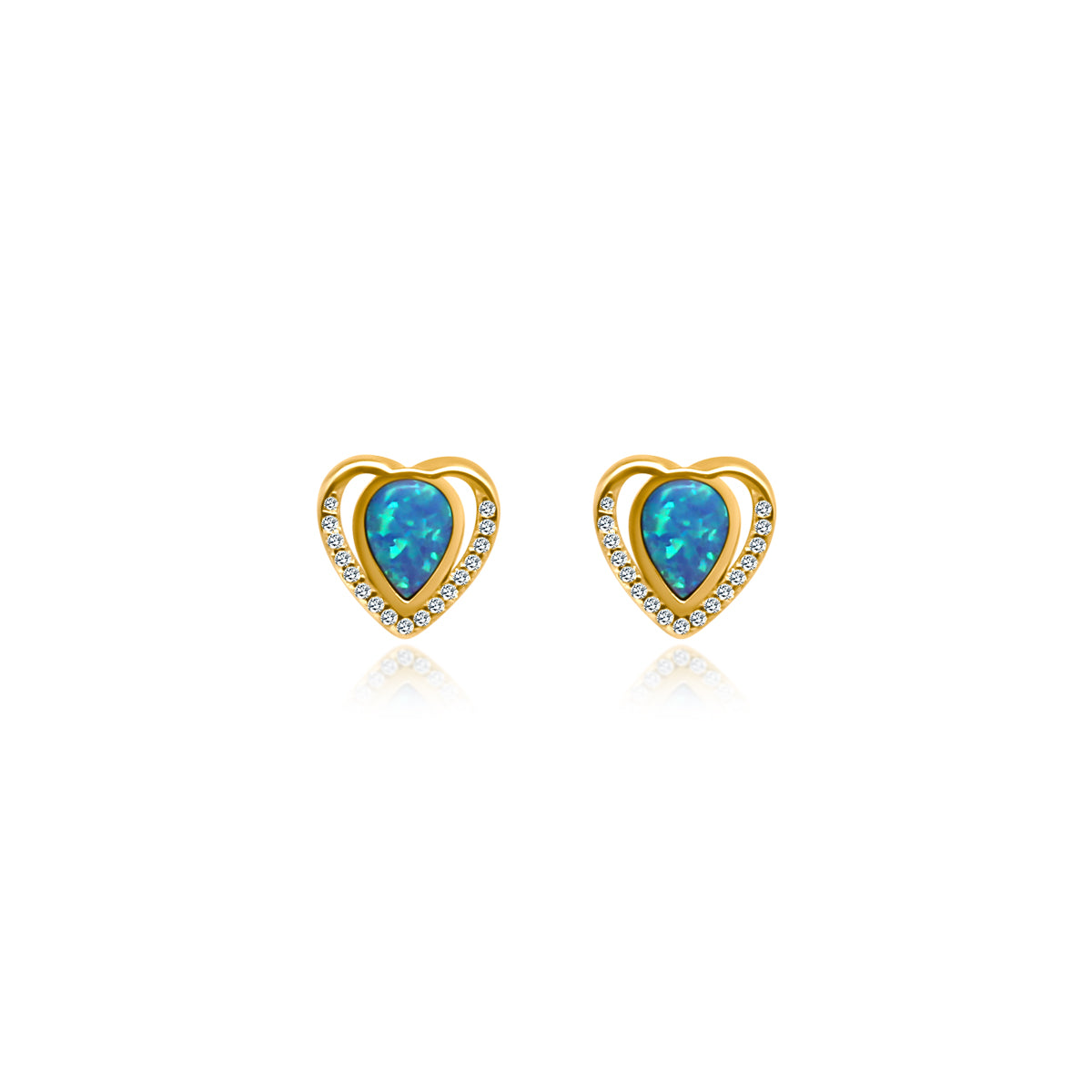 Blue Opal Heart CZ Earrings - Atlanta Jewelers Supply