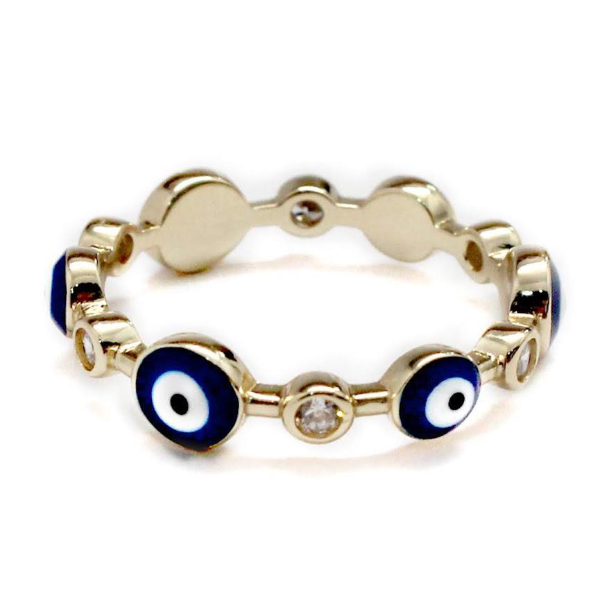 STERLING SILVER EVIL EYE RING IN LIGHT AND DARK BLUE COLORS - Atlanta Jewelers Supply
