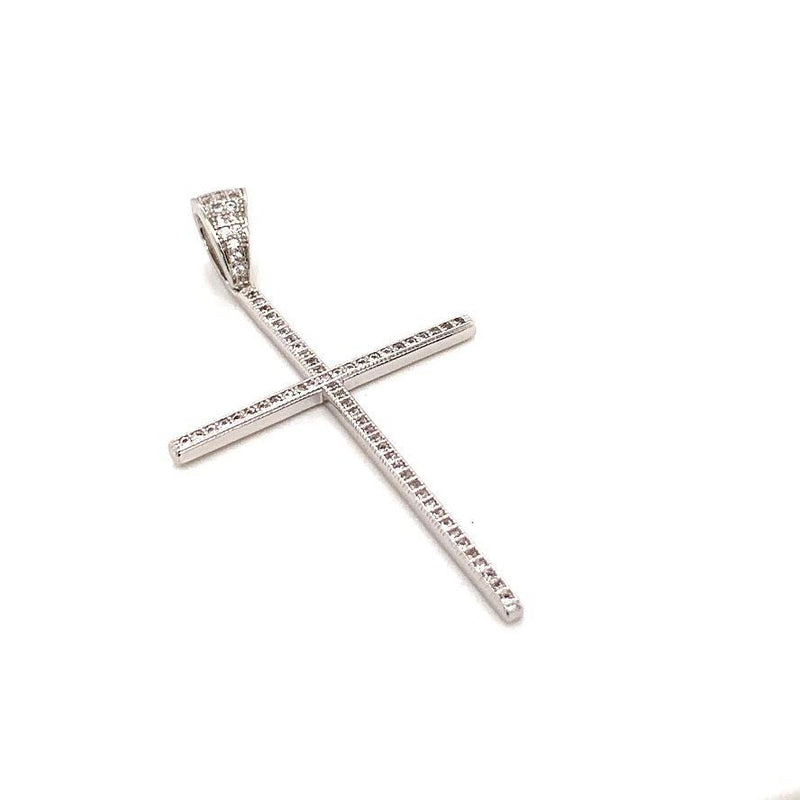 DECLICATE STERLING SILVER CZ CROSS PENDANT - Atlanta Jewelers Supply