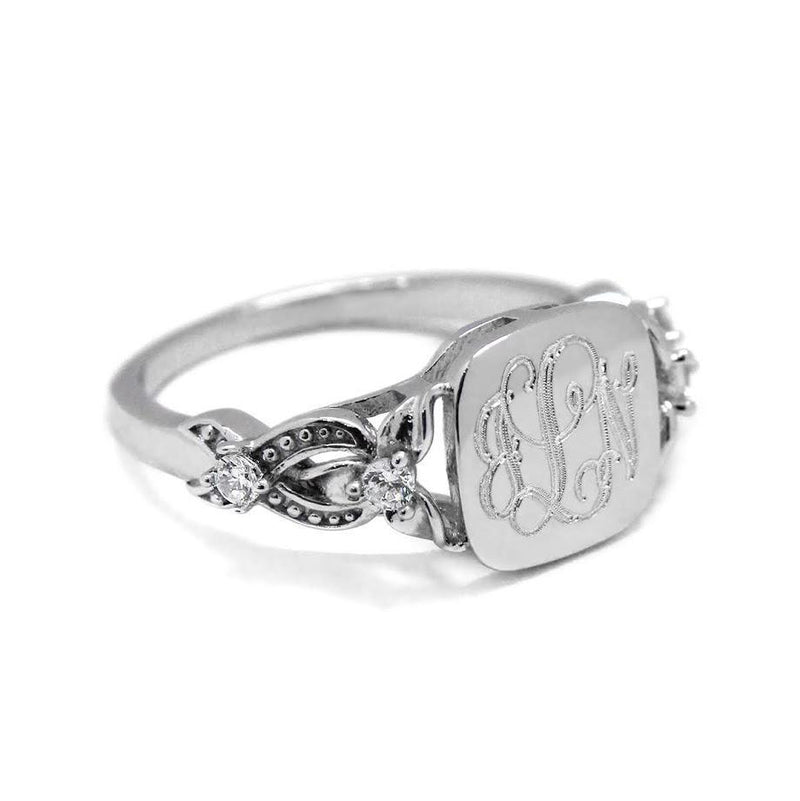 Elegant Engravable Cushion Square Sterling Silver Cz ring with Infinity Band - Atlanta Jewelers Supply