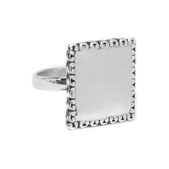 German Silver 0.7" (19 mm) Square Engravable Ring with Spoon Design - Atlanta Jewelers Supply