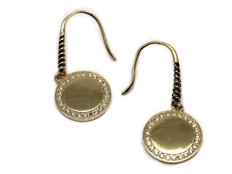 Sterling Silver, Engravable, Round Earrings On Short Silver Wire With Cz - Atlanta Jewelers Supply