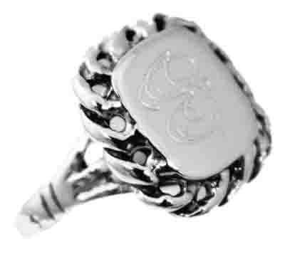 Sterling Silver Square Engravable Ring With Large Rope Design - Atlanta Jewelers Supply