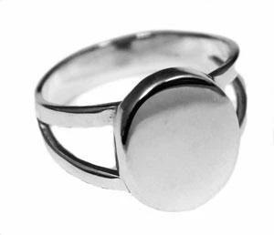 German silver Engravable Vertical Oval Ring With Split Band - Atlanta Jewelers Supply