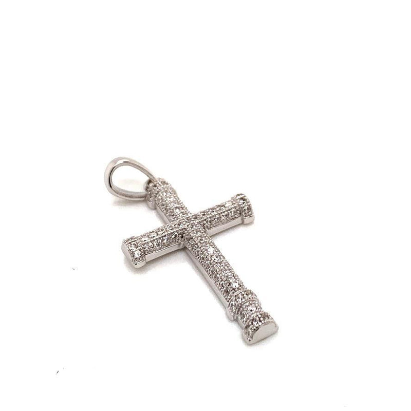 DELICATE CZ STERLING SILVER CZ CROSS PENDANT - Atlanta Jewelers Supply
