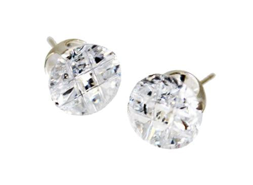 Sterling Silver 9 Cut Round Cz Stud Earring 6Mm - Atlanta Jewelers Supply