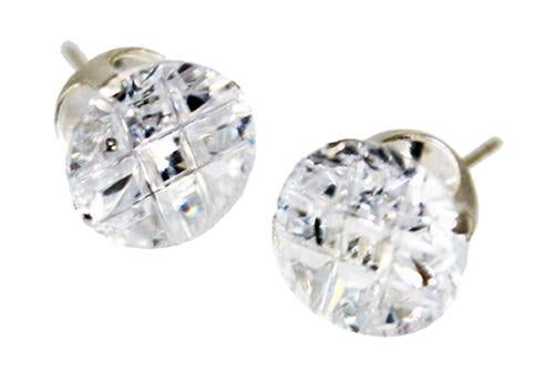 Sterling Silver 9 Cut Round Cz Stud Earring 8Mm - Atlanta Jewelers Supply