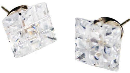 Sterling Silver 9 Cut Square Cz Stud Earring 10Mm - Atlanta Jewelers Supply