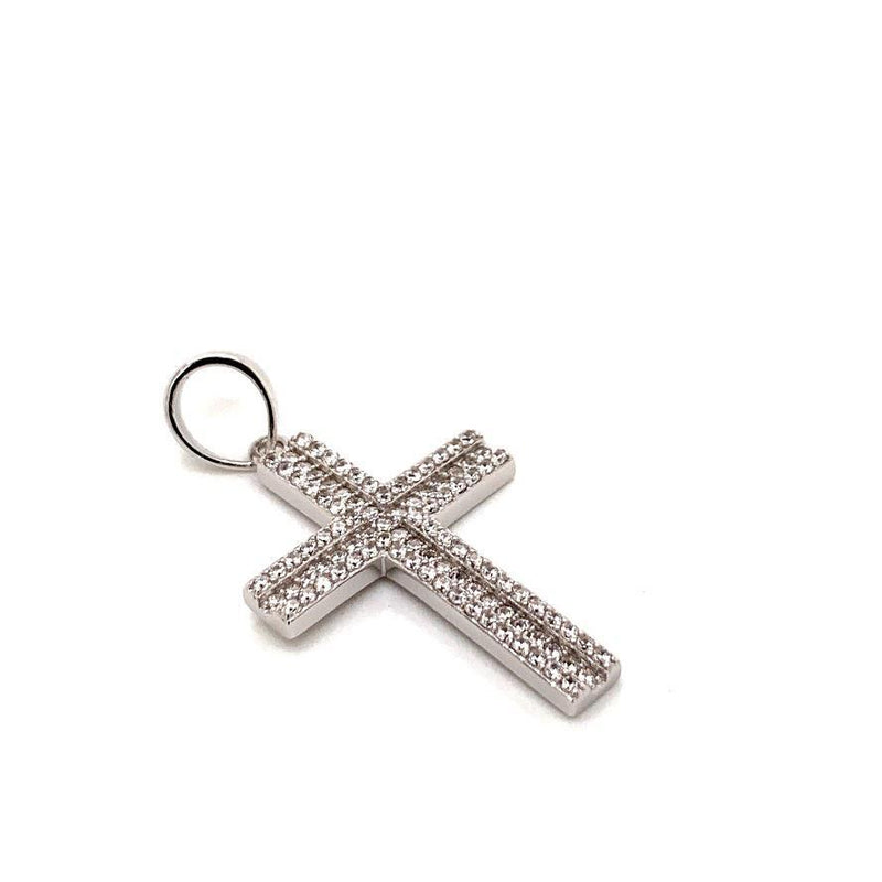 SIMPLE STERLING SILVER CZ CROSS NECKLACE - Atlanta Jewelers Supply