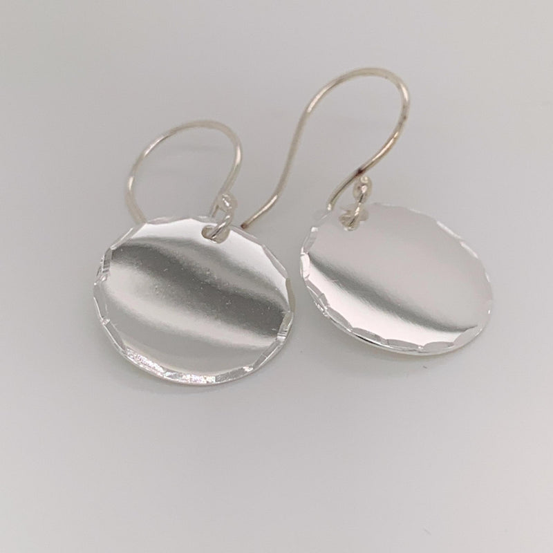 GERMAN SILVER ROUND EARRINGS WITH DIAMOND CUT TRIM - Atlanta Jewelers Supply