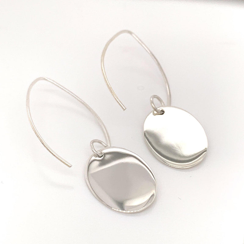 GERMAN SILVER OVAL ENGRAVABLE EARRINGS WITH LONG WIRE - Atlanta Jewelers Supply