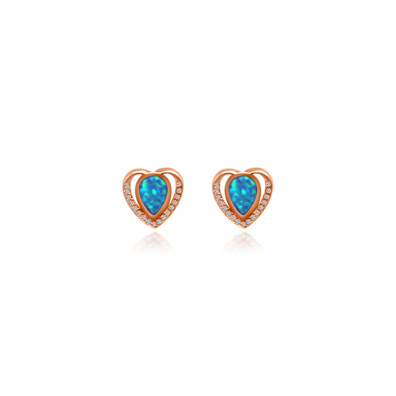 Blue Opal Heart CZ Earrings - Atlanta Jewelers Supply