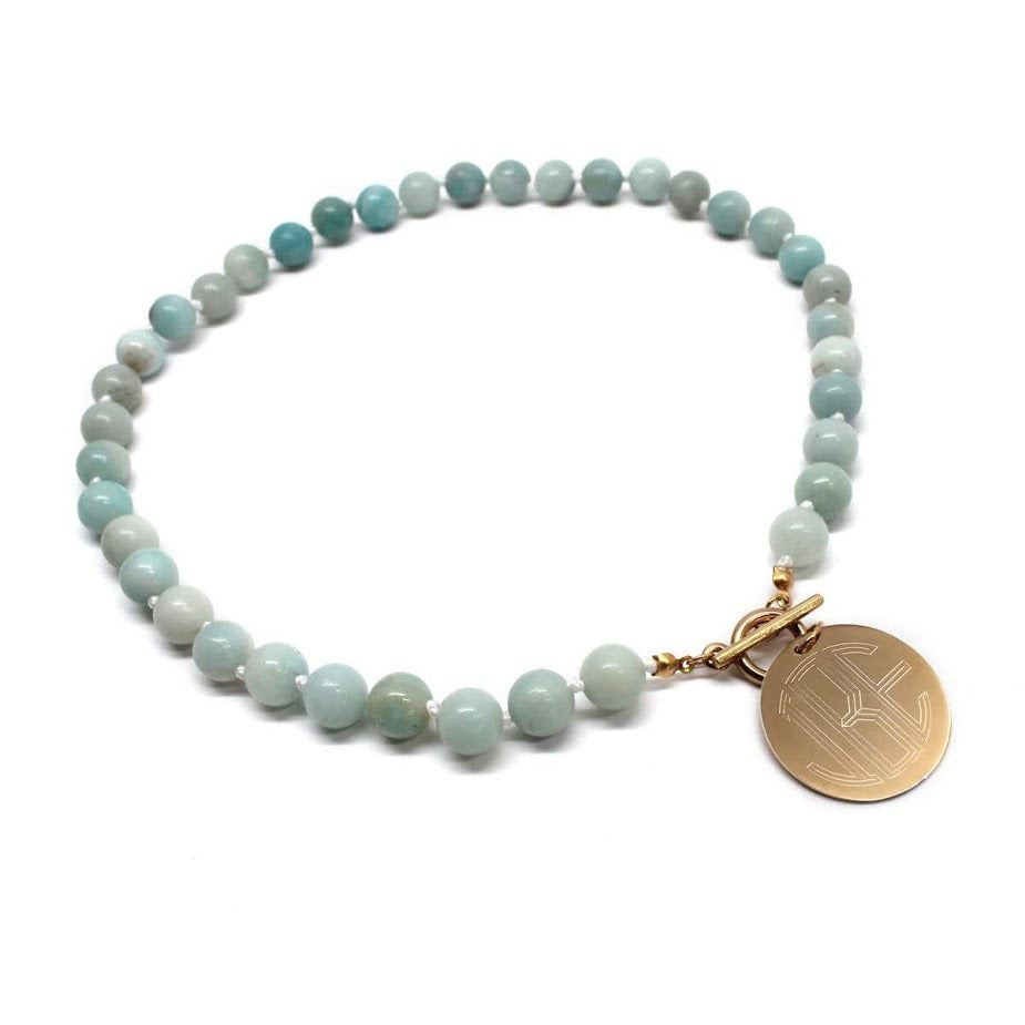 Tiffany Style Hand Knotted Bead Necklace with Engraved Gold Disc - Atlanta Jewelers Supply