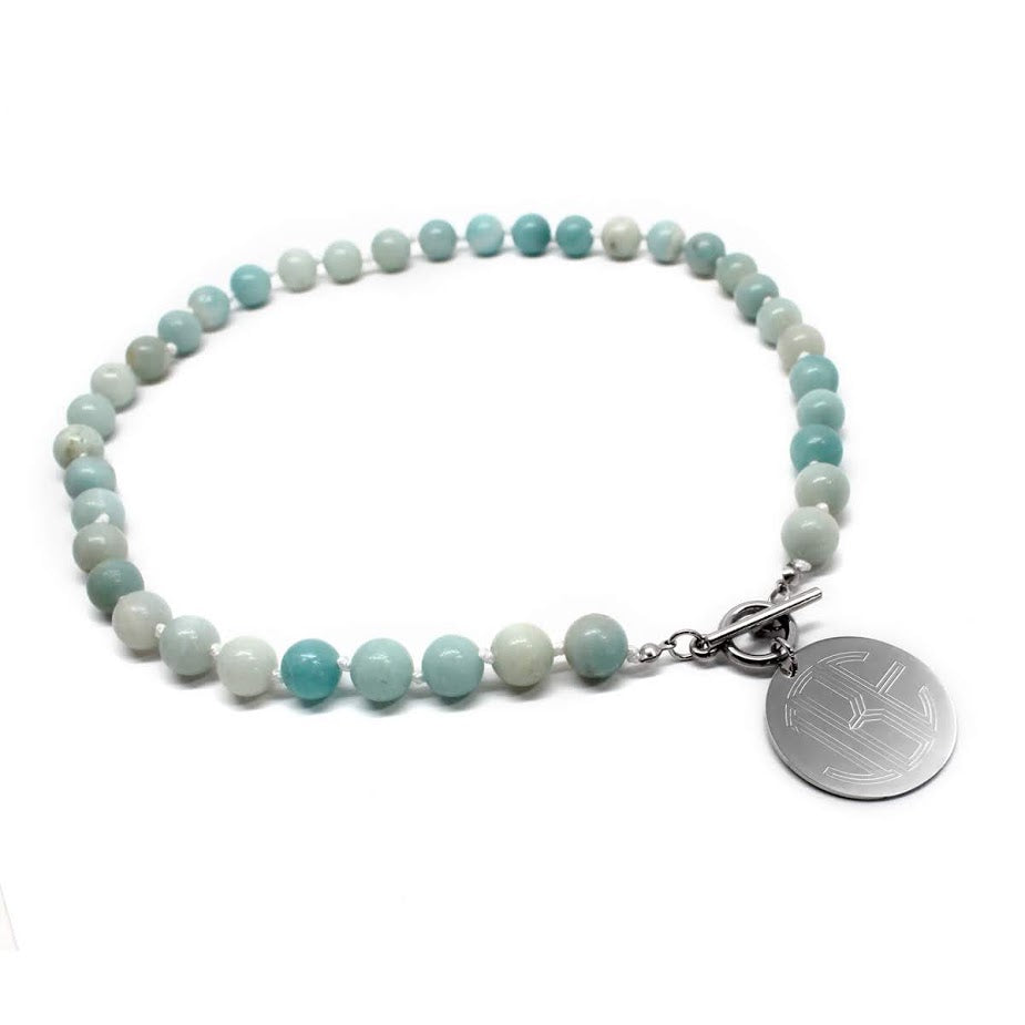 Tiffany Style Hand Knotted Bead Necklace with Engraved Gold Disc - Atlanta Jewelers Supply