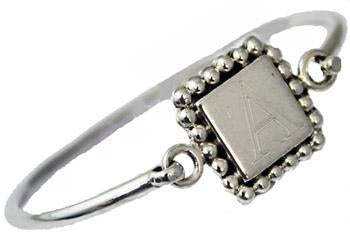 Sterling Silver Bangle Bracelet With Square Engravable Disk - Atlanta Jewelers Supply