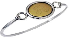 Sterling Silver Oval Horizontal Gold Tone Engravable Bangle Bracelet - Atlanta Jewelers Supply