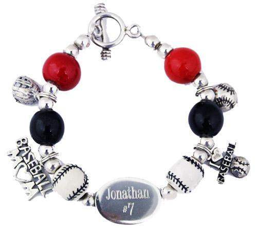 STERLING SILVER TOGGLE BASEBALL BRACELETS WITH ENGRAVABLE ROUND DISC - Ali Wholesale Express