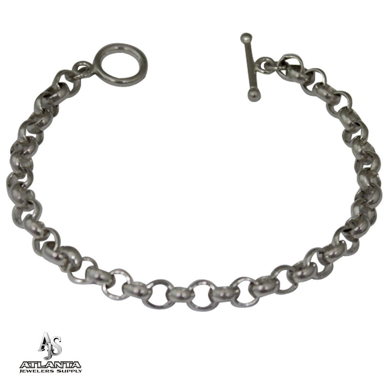 STERLING SILVER THICK TOGGLE CHARM BRACELET WITH ROUND LINKS - Ali Wholesale Express