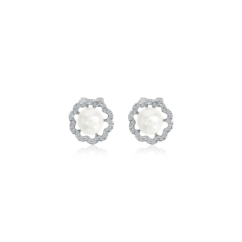Pearl Floral CZ Earrings - Atlanta Jewelers Supply