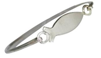 Sterling Silver Engravable Christian Fish Bangle Bracelet - Atlanta Jewelers Supply
