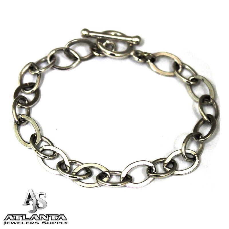 STERLING SILVER TOGGLE CHARM BRACELET WITH SMOOTH OVAL LINKS - Ali Wholesale Express