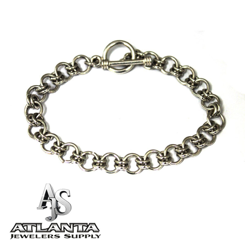 STERLING SILVER TOGGLE CHARM BRACELET WITH SMOOTH LINKS - Ali Wholesale Express