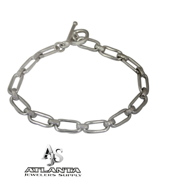 STERLING SILVER TOGGLE CHARM BRACELET WITH RECTANGLE LINKS - Ali Wholesale Express