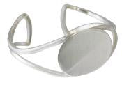 Sterling Silver Engravable Horizontal Oval Cuff Bracelet With Double Wire Band - Atlanta Jewelers Supply