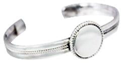 Sterling Silver Engravable Round Cuff Bracelet With Rope Trim & Rope Design Band - Atlanta Jewelers Supply