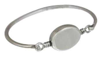 Sterling Silver Engravable Horizontal Oval Bracelet With Thin Wire Band - Atlanta Jewelers Supply