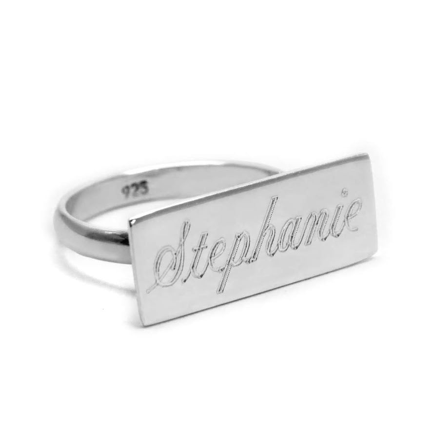Sterling Silver Engravable  Horizontal Bar Ring - Atlanta Jewelers Supply