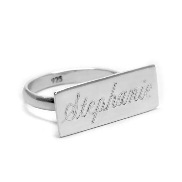 Sterling Silver Engravable  Horizontal Bar Ring - Atlanta Jewelers Supply