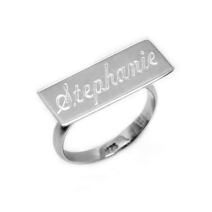 Sterling Silver Engravable  Horizontal Bar Ring - Atlanta Jewelers Supply