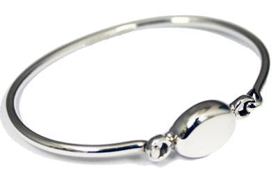 Children's Sterling Silver Bangle Bracelet With Oval Engravable Disc - Atlanta Jewelers Supply