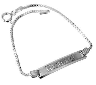 Sterling Silver Engravable Horizontal Rectangle ID Baby Bracelet - Atlanta Jewelers Supply