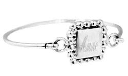Sterling Silver Square Disc Baby Bracelet With Beaded Trim - Atlanta Jewelers Supply