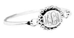 Sterling Silver Horizontal Oval Disc Baby Bracelet With Beaded Trim - Atlanta Jewelers Supply