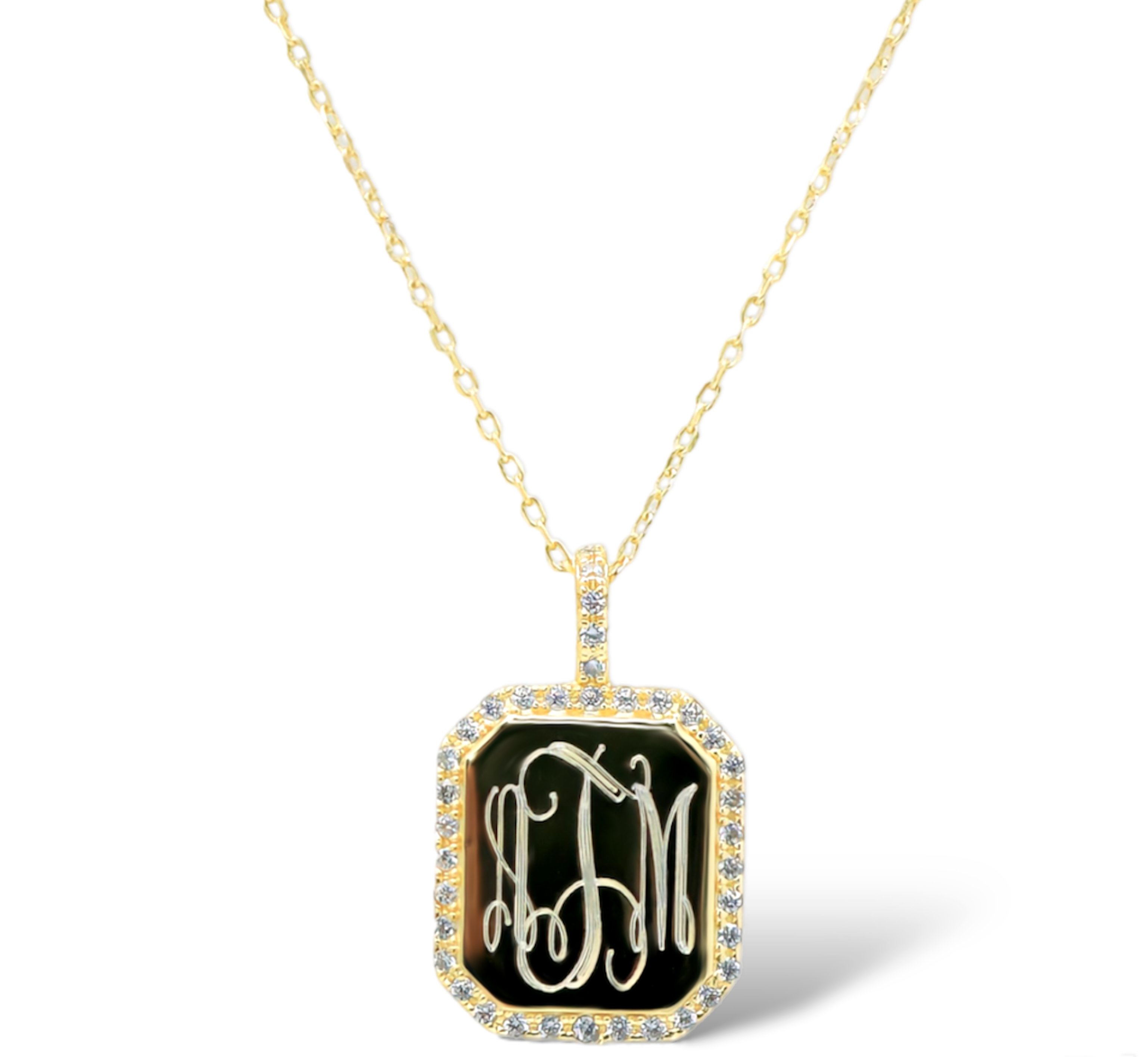 Sterling Silver Engravable Long Octagon Pendant Necklace