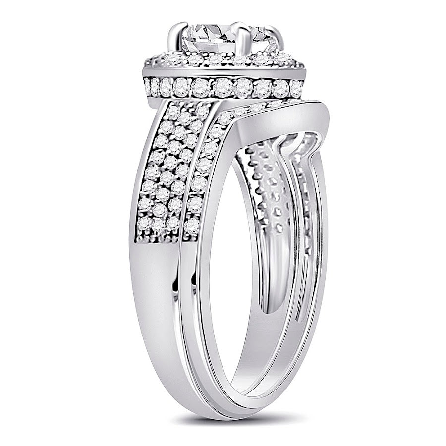 Sterling Silver Circle Cz 2 Band Wedding Set - Atlanta Jewelers Supply