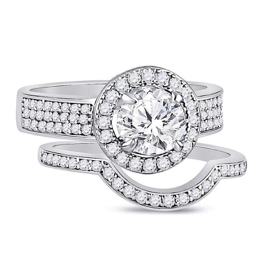 Sterling Silver Circle Cz 2 Band Wedding Set - Atlanta Jewelers Supply