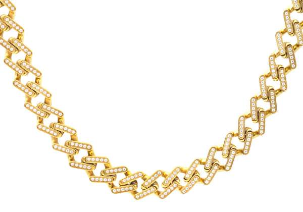 14mm Mens Stainless Steel Miami Cuban Link 20" With Cubic Zirconia (Available in Gold and Silver)
