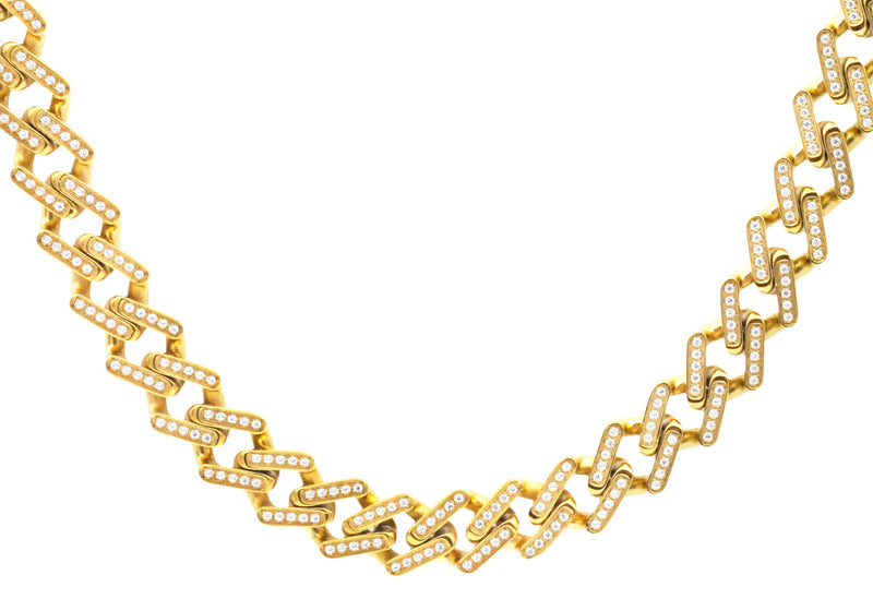 14mm Mens Stainless Steel Miami Cuban Link 20" With Cubic Zirconia (Available in Gold and Silver)