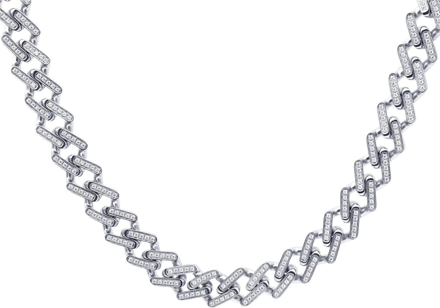 14mm Mens Stainless Steel Miami Cuban Link 20" With Cubic Zirconia (Available in Gold and Silver)