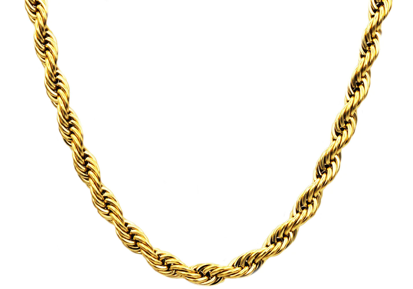 7.5mm Mens Stainless Steel Rope Chain Necklace 24" (Available in Silver and Gold)