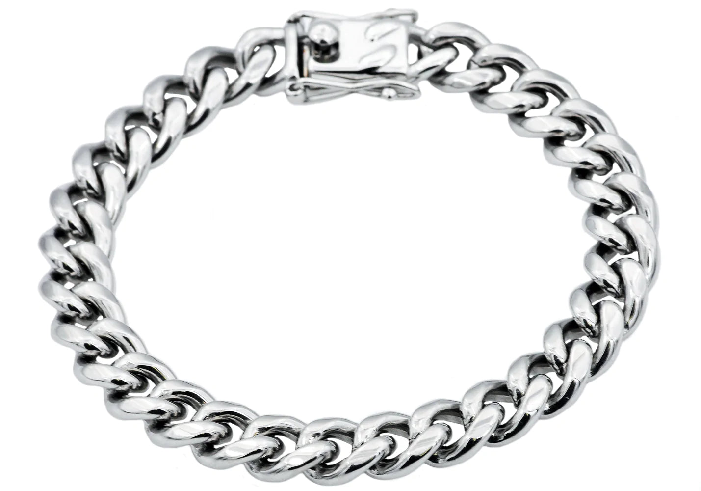 Mens 10mm Stainless Steel Miami Cuban Link Chain 8.5" Bracelet With Box Clasp (Available in Gold and Silver)