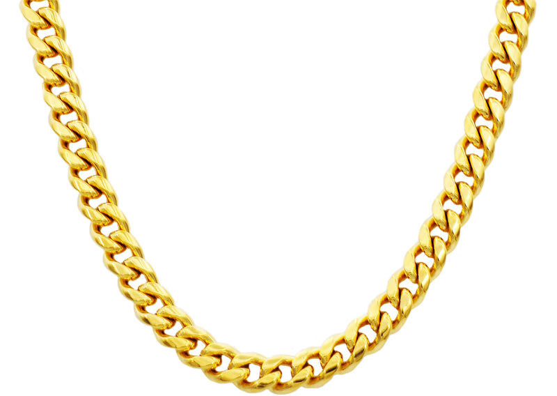 10mm Stainless Steel Cuban Link Chain Necklace 24" With Box Clasp (Available in Gold and Silver)