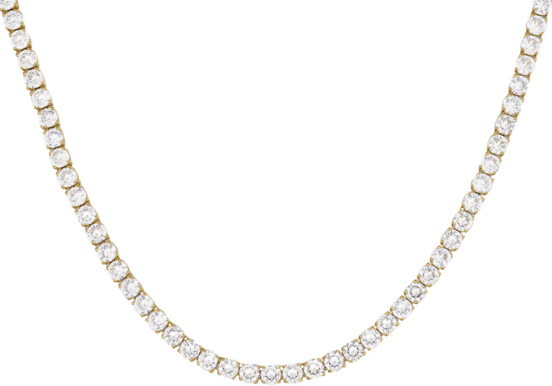 18k Gold plated Stainless Steel Chain Necklace With Cubic Zirconia
