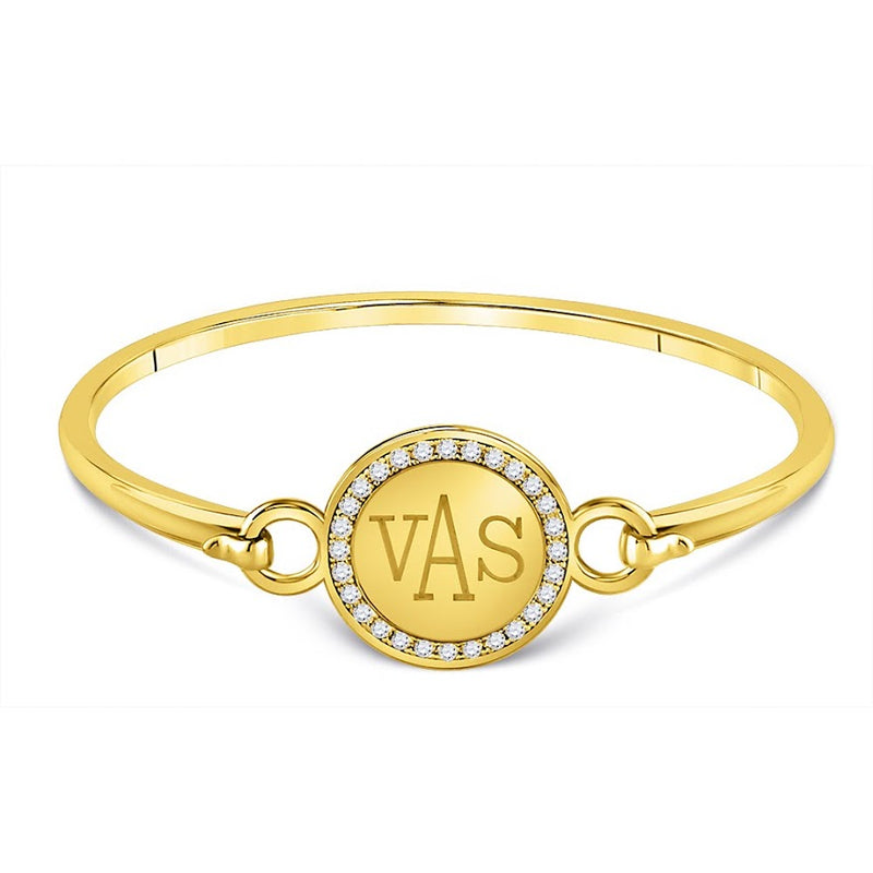 Engravable Cz Princess Circle Bangle Bracelets available in 3 colors - Atlanta Jewelers Supply